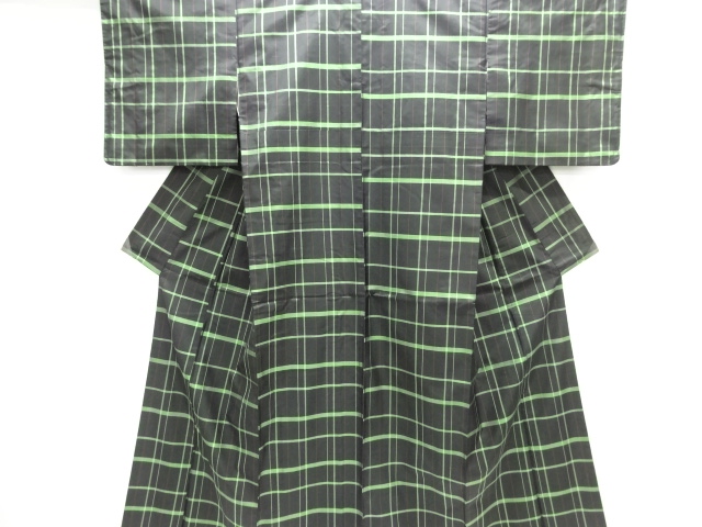 JAPANESE KIMONO / LATTICE WEAVING YONEZAWA TSUMUGI KIMONO ENSEMBLE